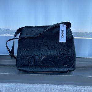 DKNY Black Textured Leather Bag